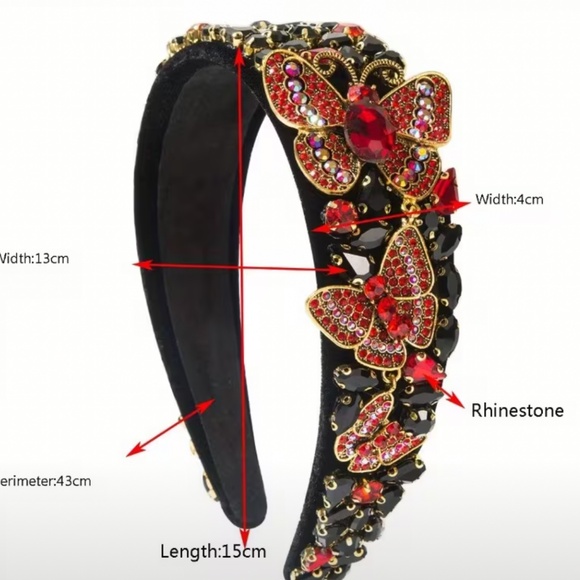 Purple Butterfly Rhinestone Headband - Picture 5 of 5